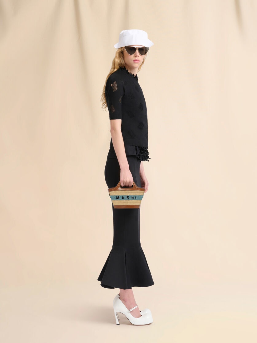 RAFFIA EFFECT AND BLUE CROCHET TROPICALIA MICRO BAG - 2