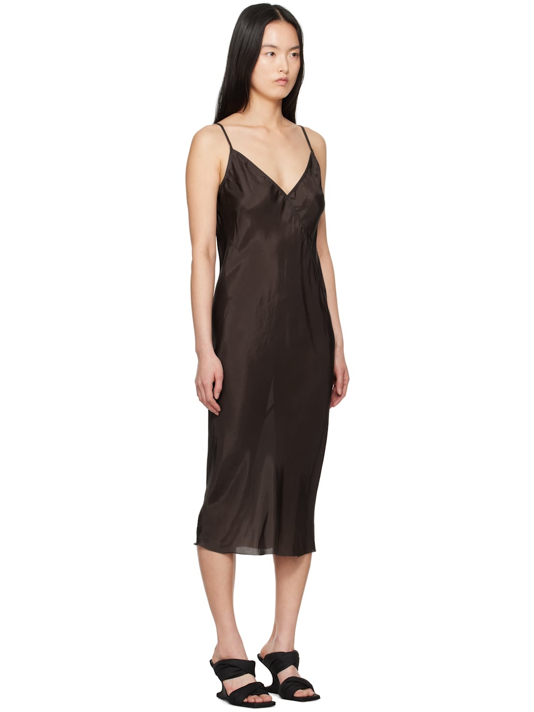 Brown Hollywood Slip Midi Dress - 2