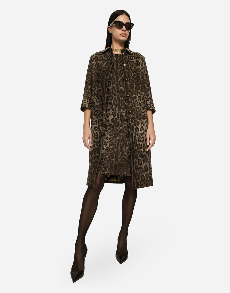 Dolce & Gabbana Wool midi dress with jacquard leopard design outlook