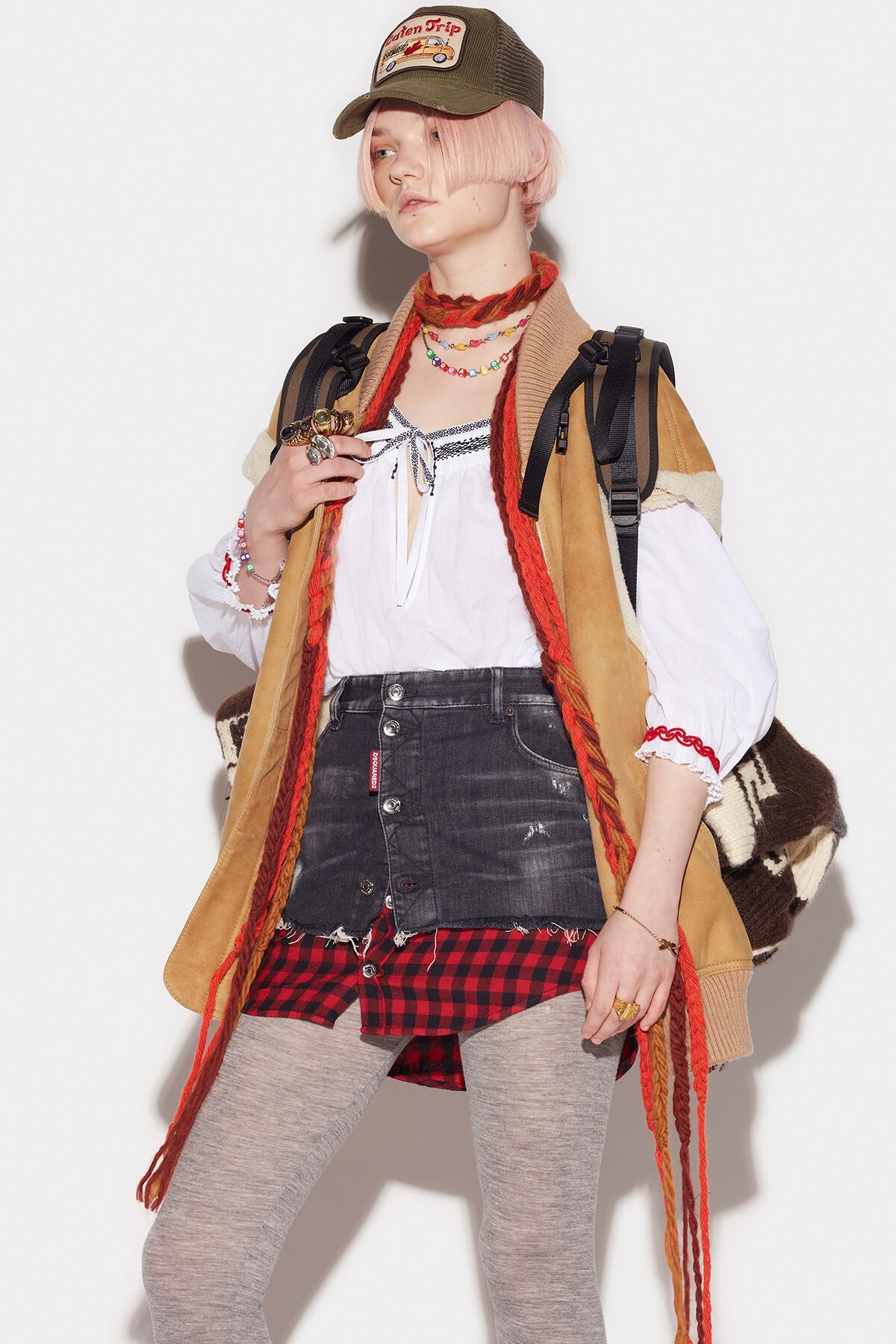 BLACK & CHECK SHIRT SKIRT - 1