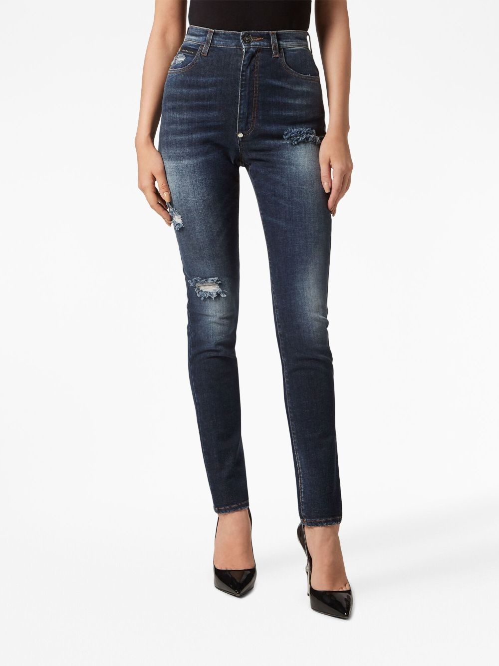 distressed-effect high-waisted jeggins - 3
