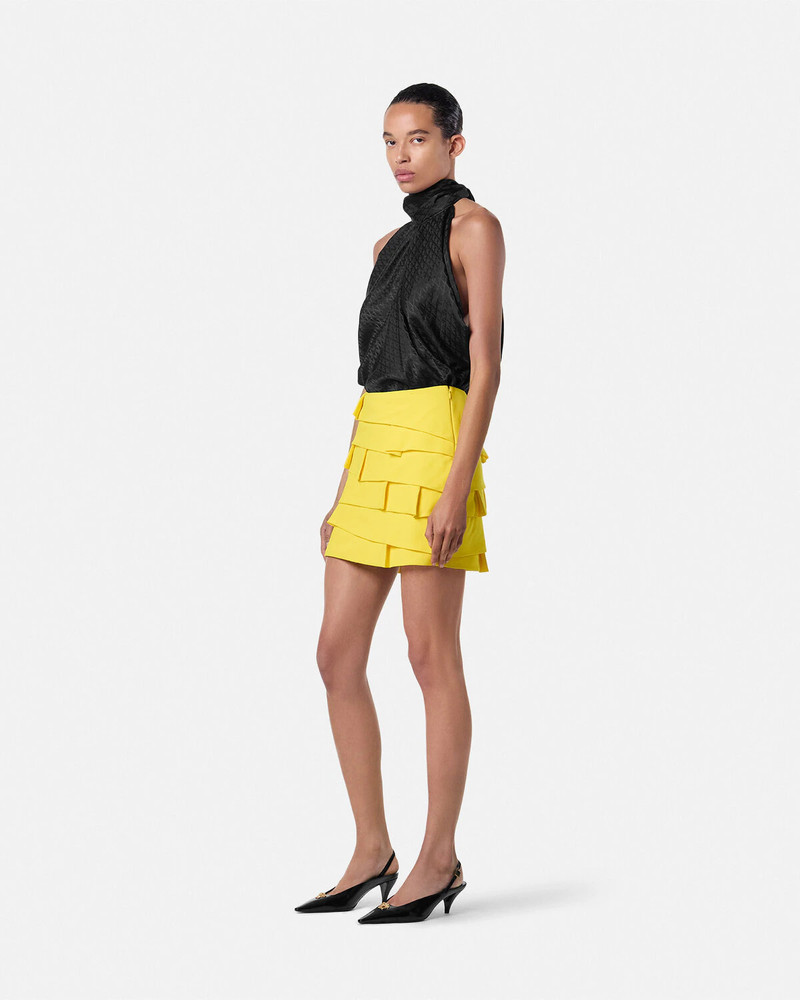 VERSACE V Allover Jacquard Silk Lavallière Top outlook
