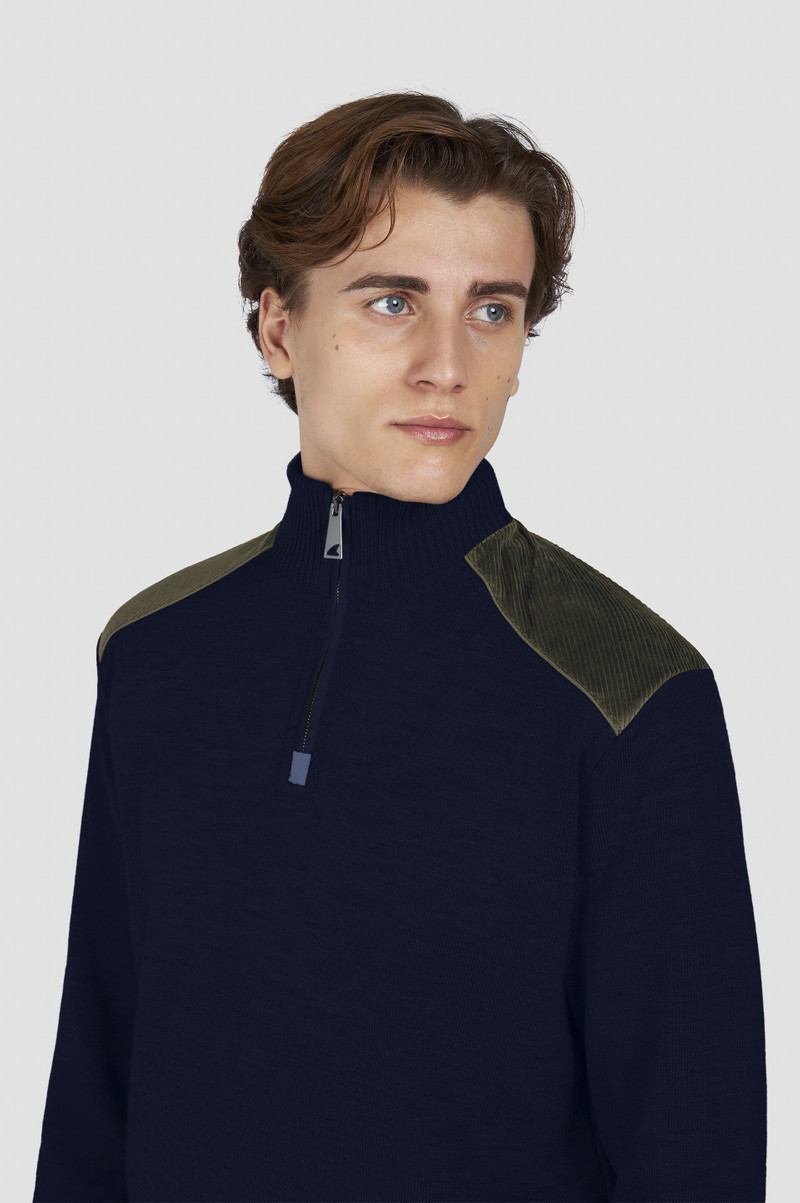 SOFT COOL TOUCH WOOL HALF ZIP SWEATER WITH VELVET DETAILS 4