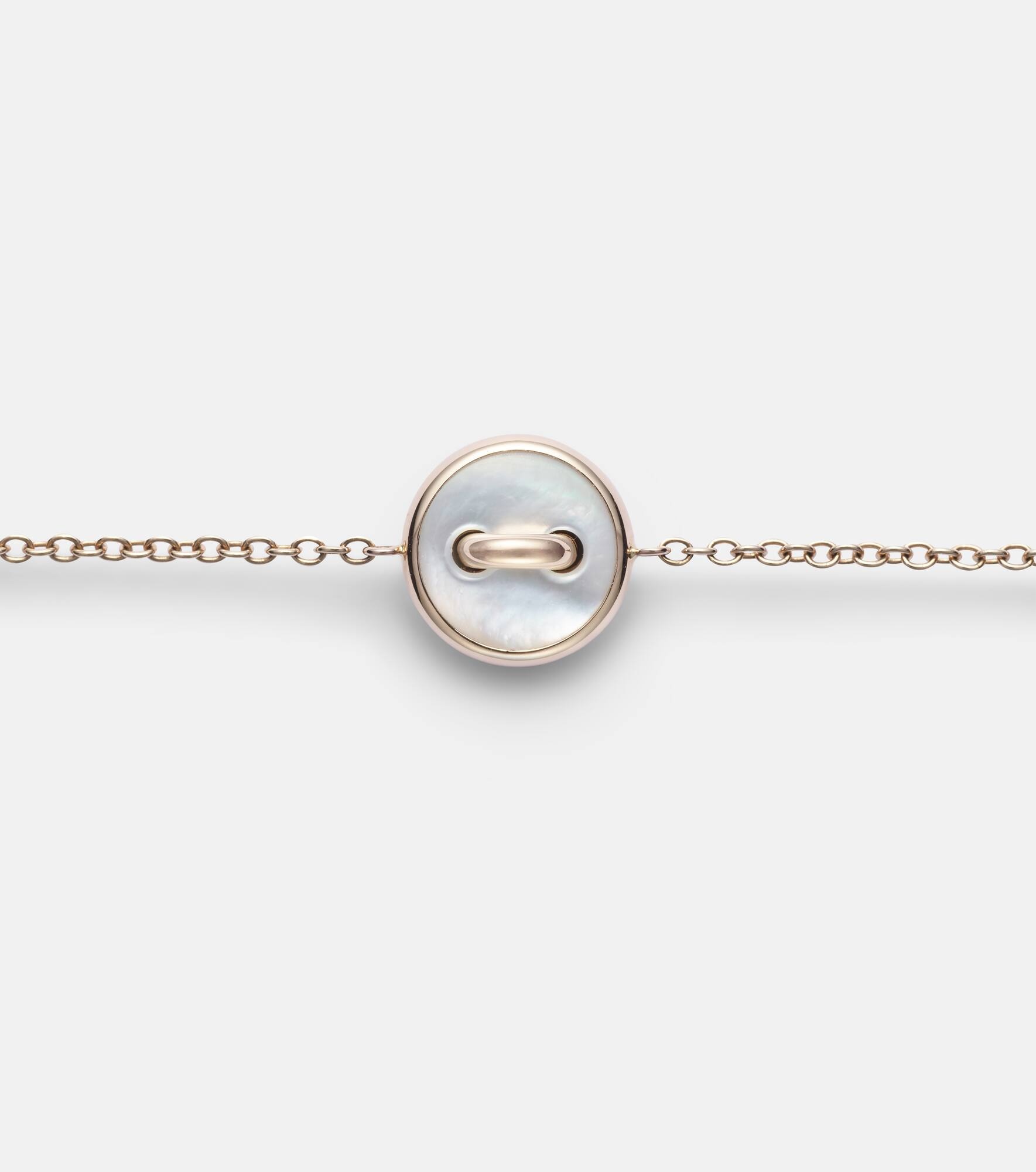 Pom Pom Dot 18kt rose gold chain bracelet with white diamonds and mother of pearl - 4