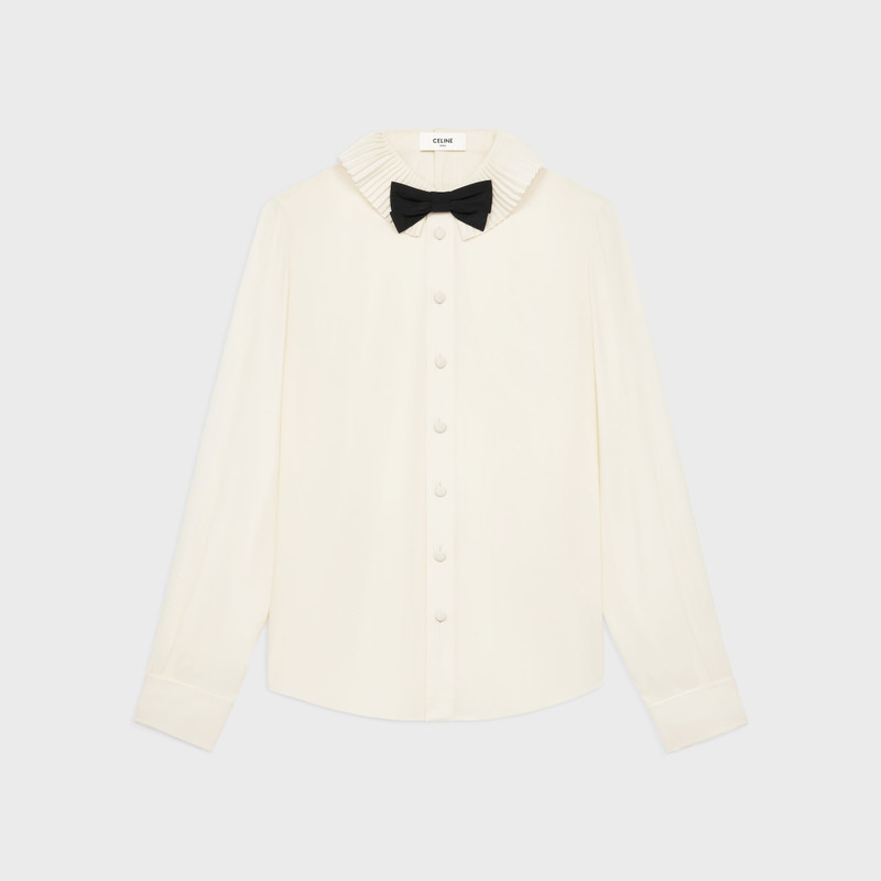 mia shirt with bow in silk crêpe and acetate 1