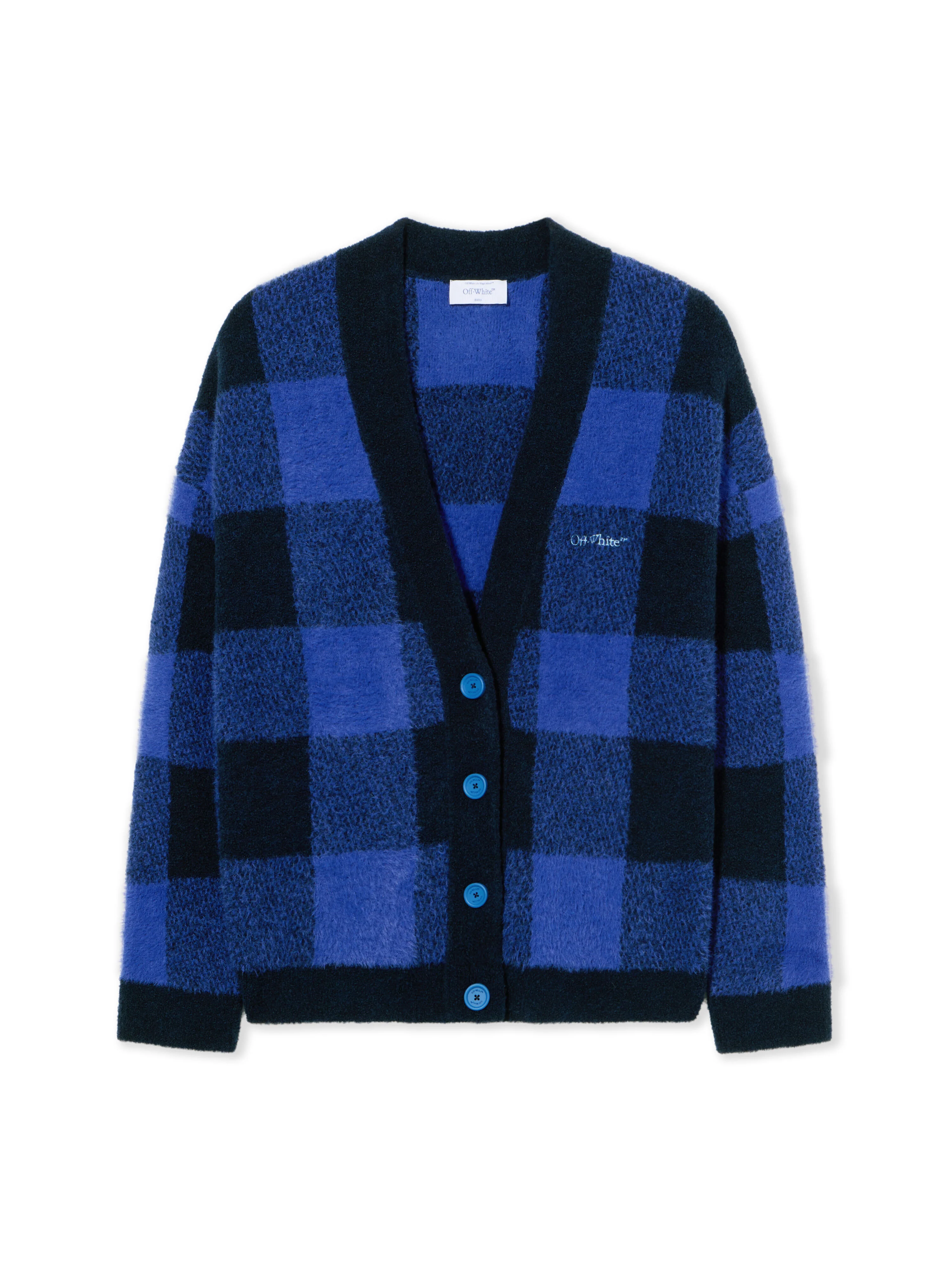 Jacquard Check Knit Cardigan - 1