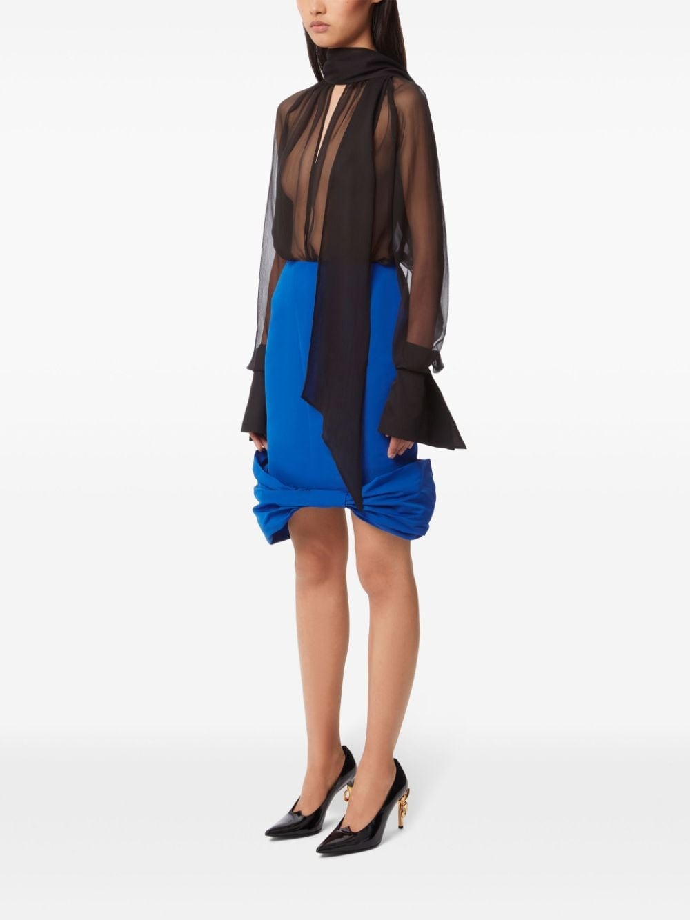 Taffeta Bow Peplum Mid Skirt - 3