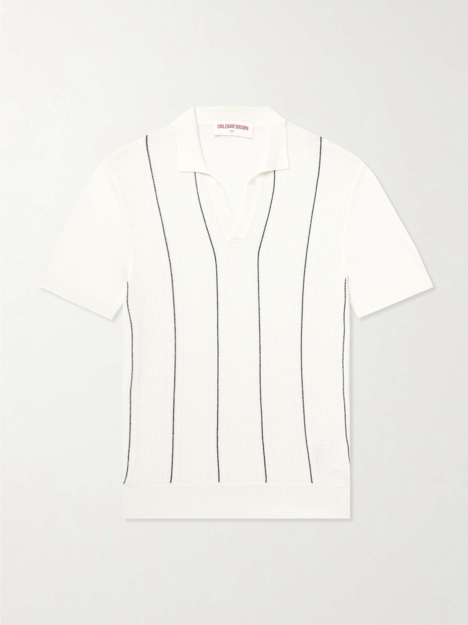 Horton Slim-Fit Ribbed Mulberry Silk and Organic Cotton-Blend Polo Shirt - 1