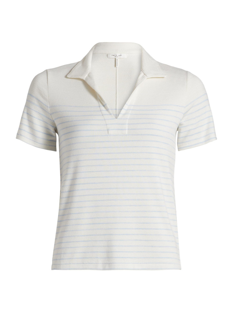 Women's The Knit Stripe Polo Shirt - Ivory Pale 1