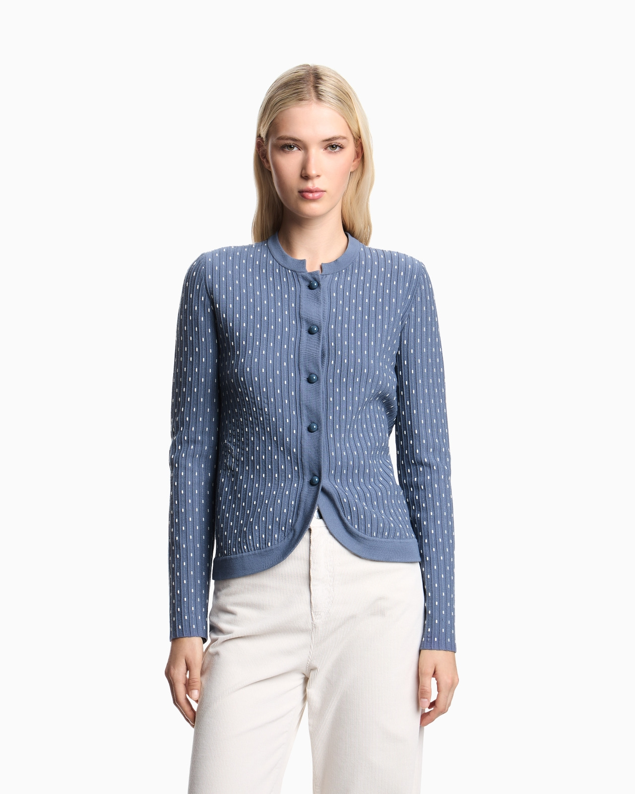 POLKA-DOT VISCOSE-JACQUARD PLAIN-KNIT CARDIGAN - 4