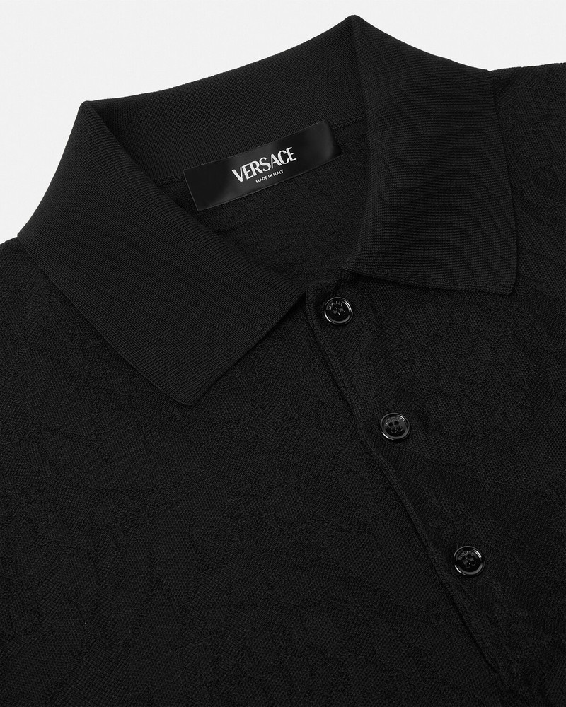 VERSACE Barocco Jacquard Knit Polo Sweater outlook