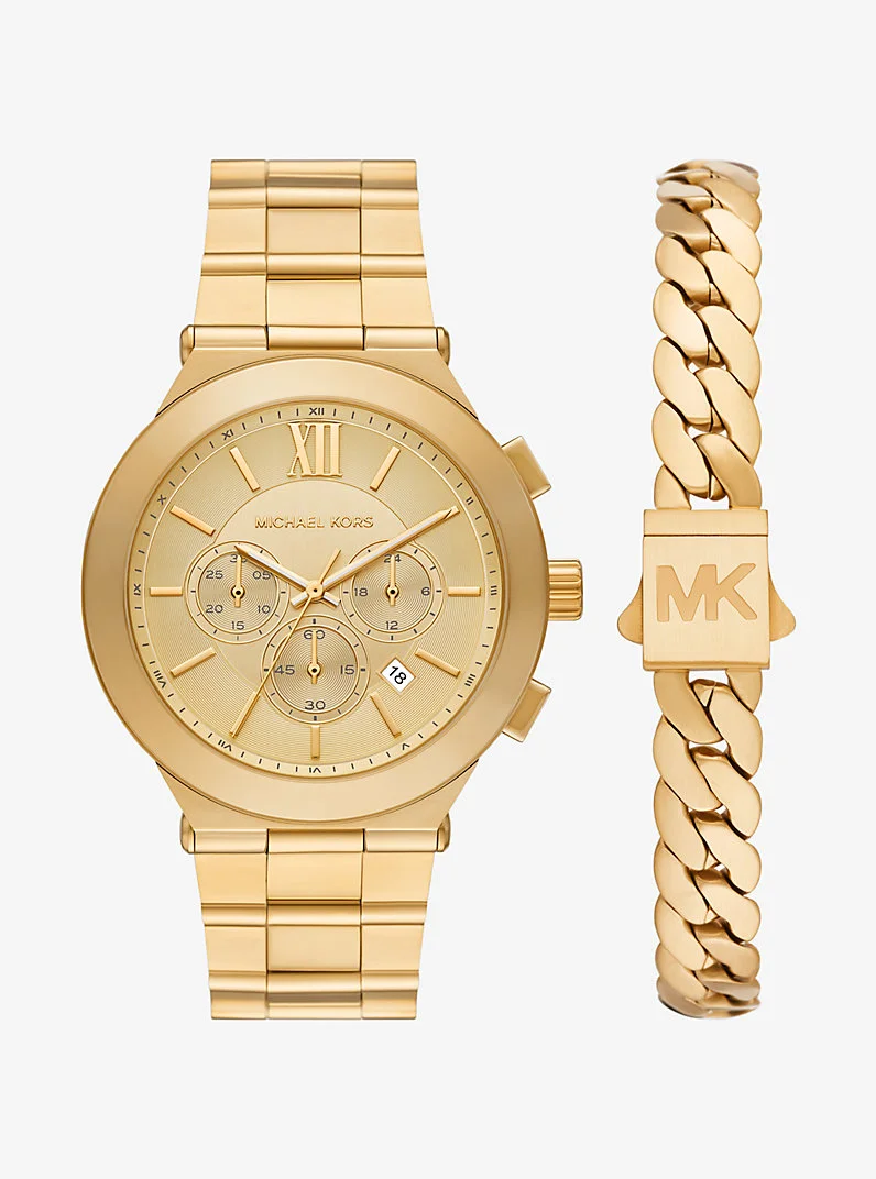 Oversized Billie Gold-Tone Watch and Bracelet Gift Set - 1