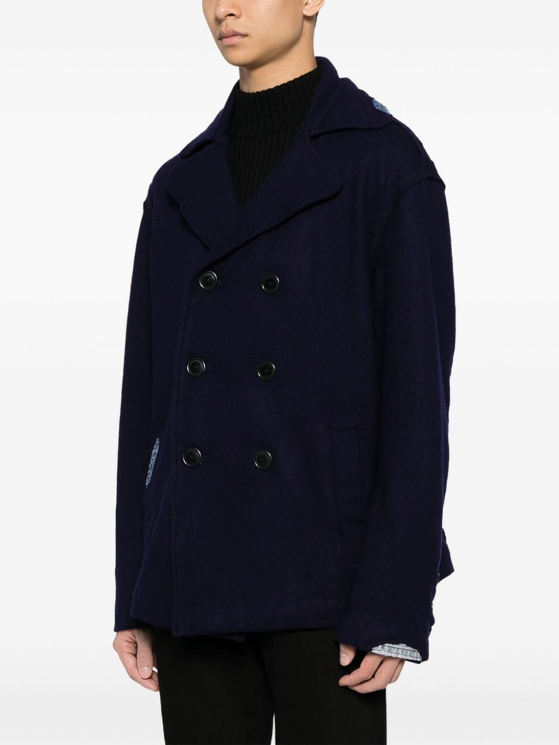 denim-patch double-breasted jacket 3