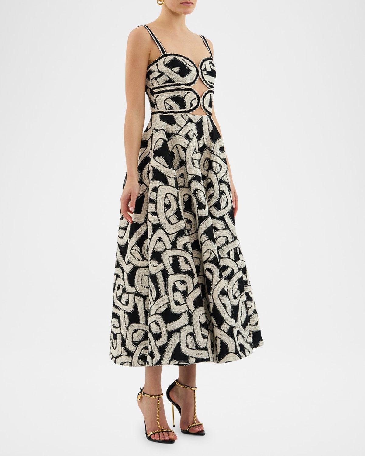 Catena Cutout Mesh-Embroidered Midi Dress - 4