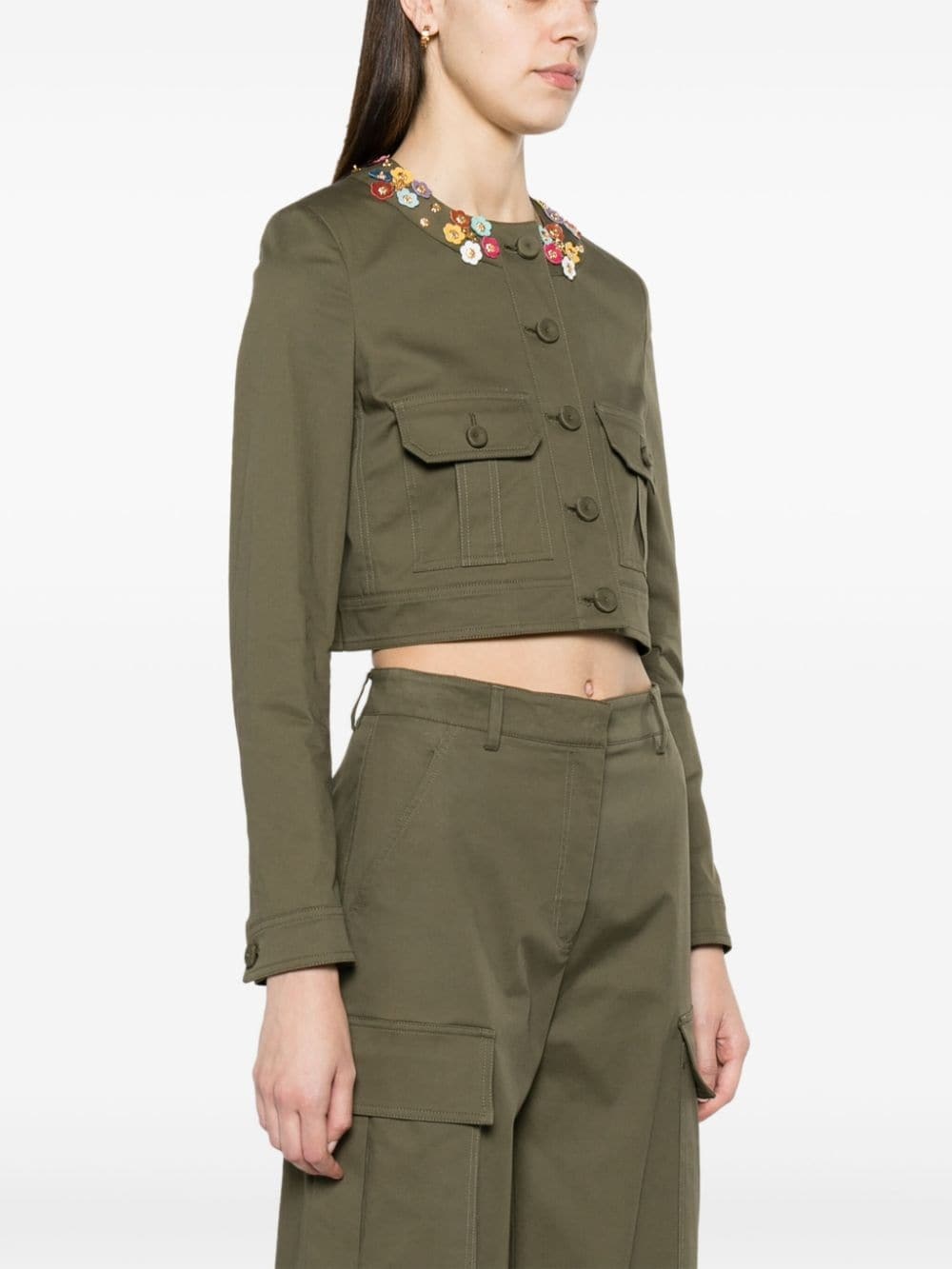 floral-appliquÃ© cropped jacket - 3
