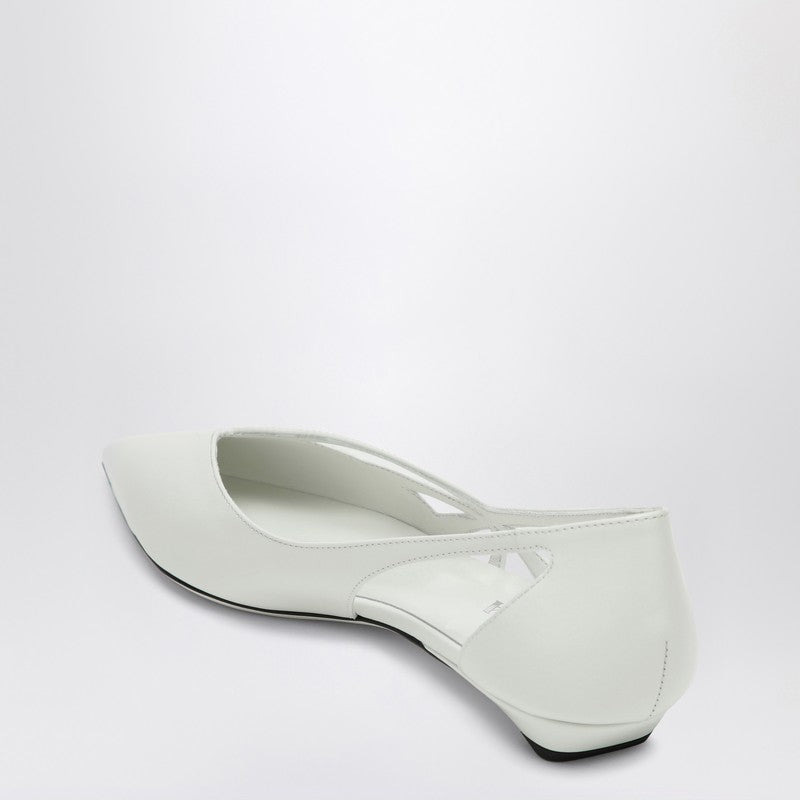 Prada Cut Out White Brushed Leather Ballerina Women - 2