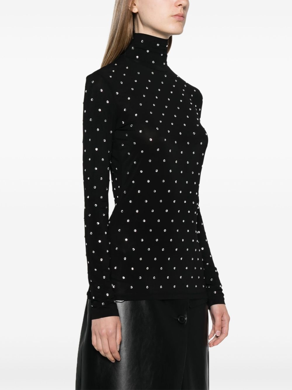 gem-embellished high-neck top - 3