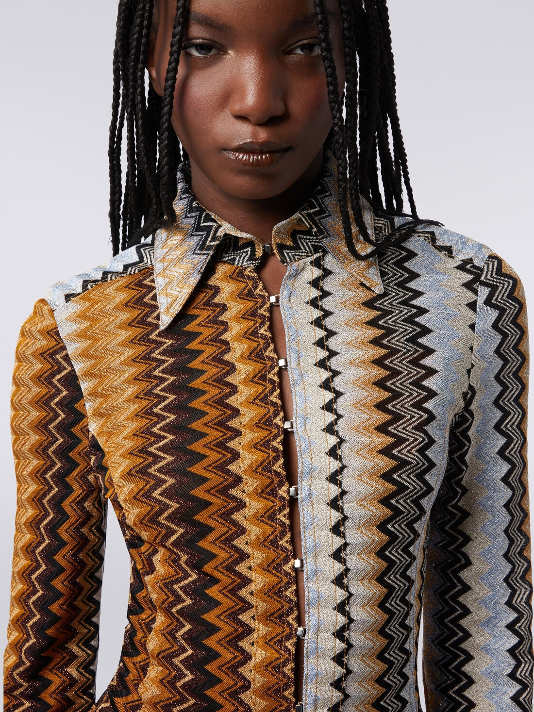 Viscose chevron shirt with lurex - 5