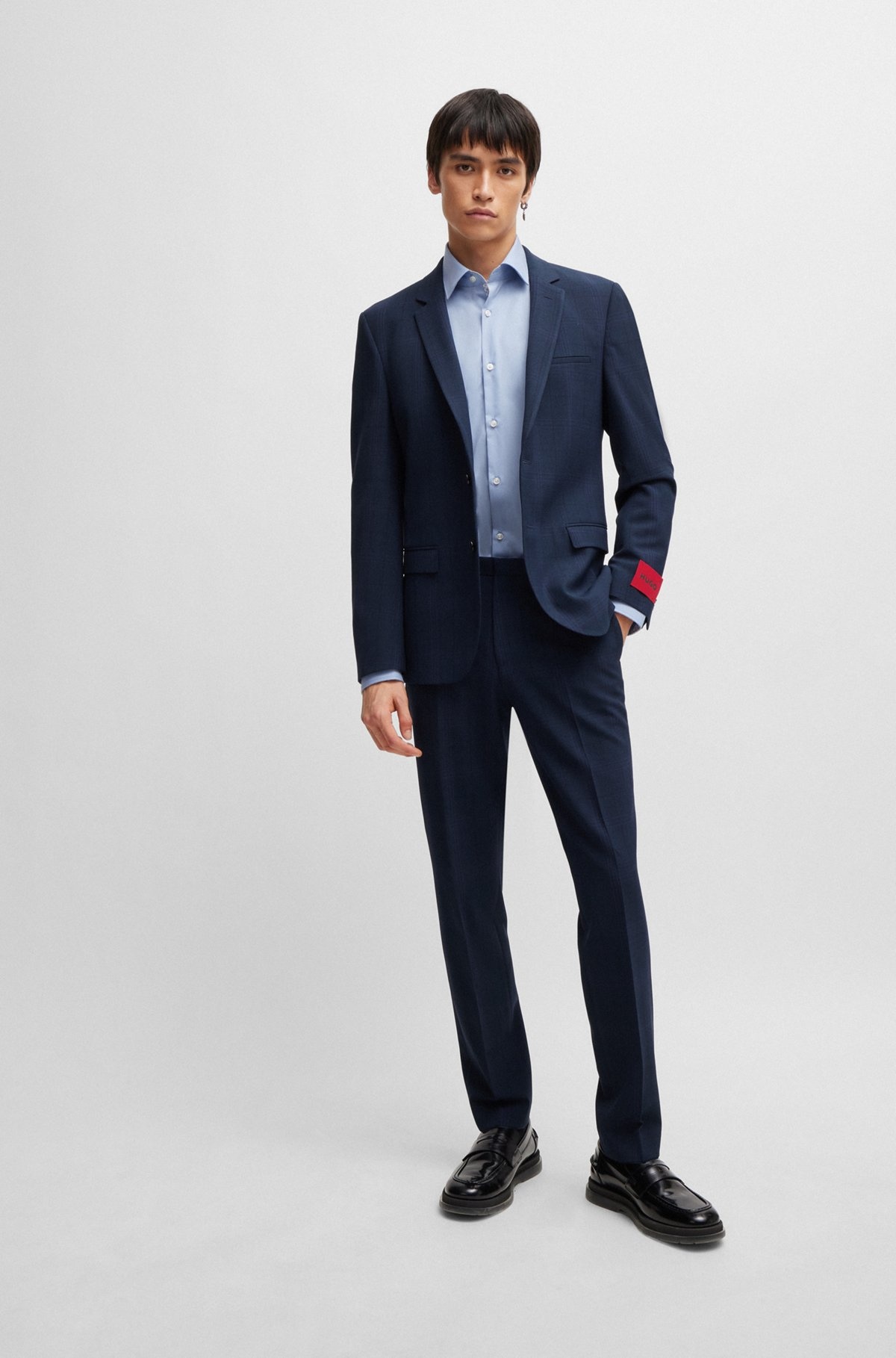 EXTRA-SLIM-FIT JACKET IN CHECKED PERFORMANCE-STRETCH FABRIC - 3