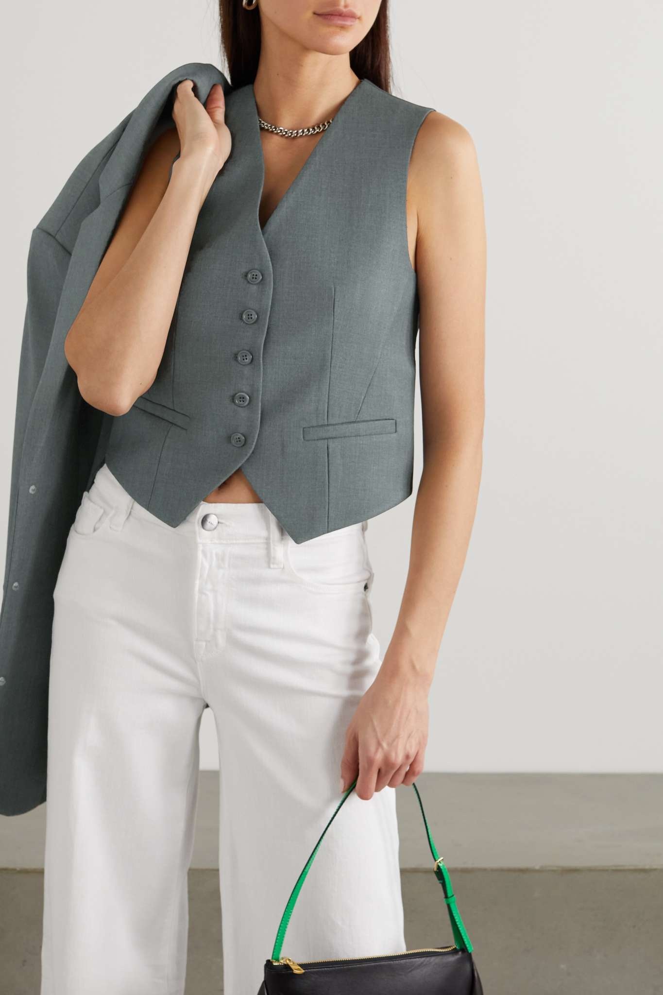 Gelso grain de poudre and satin vest - 3