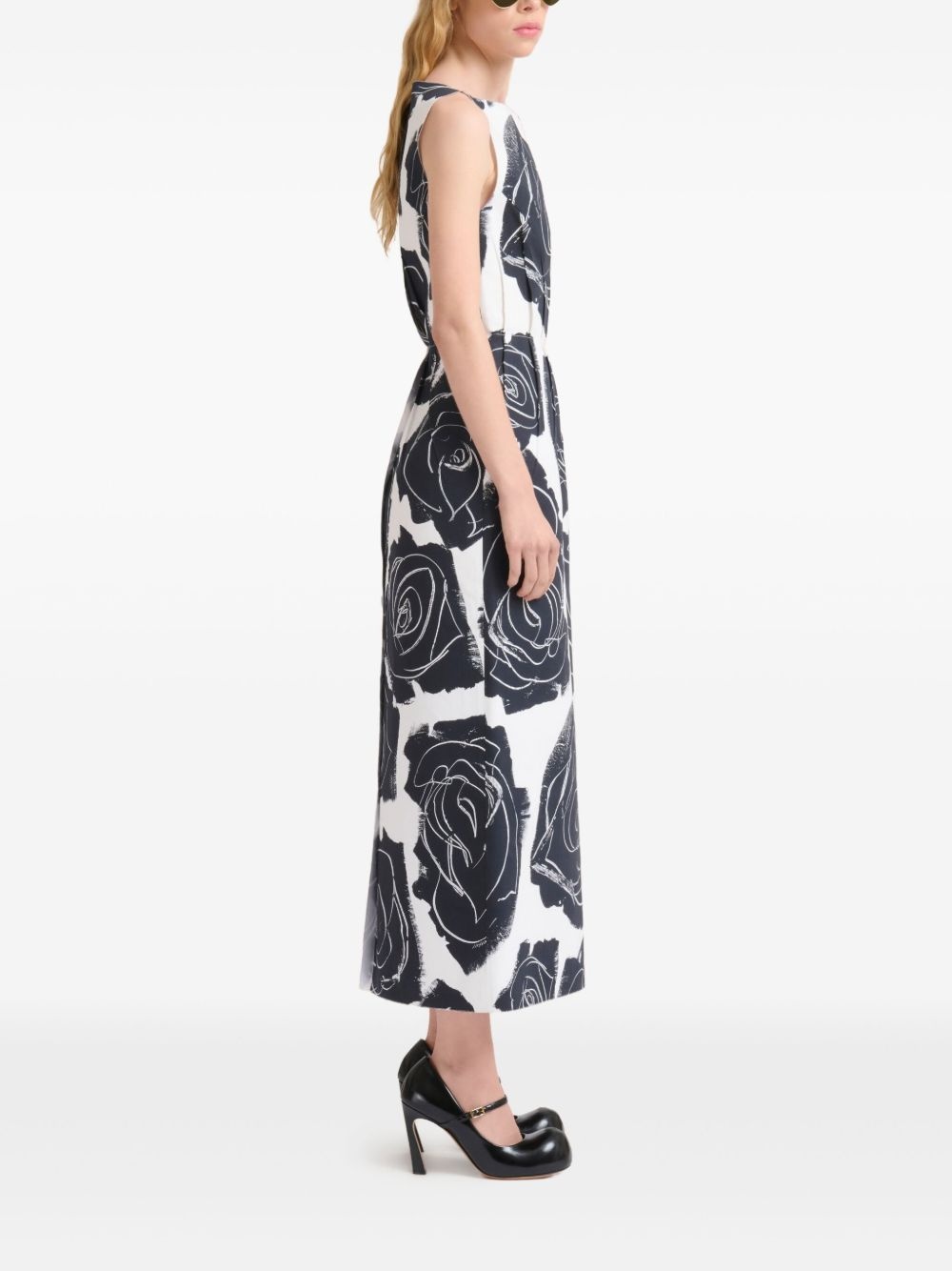 rose-print midi dress - 3