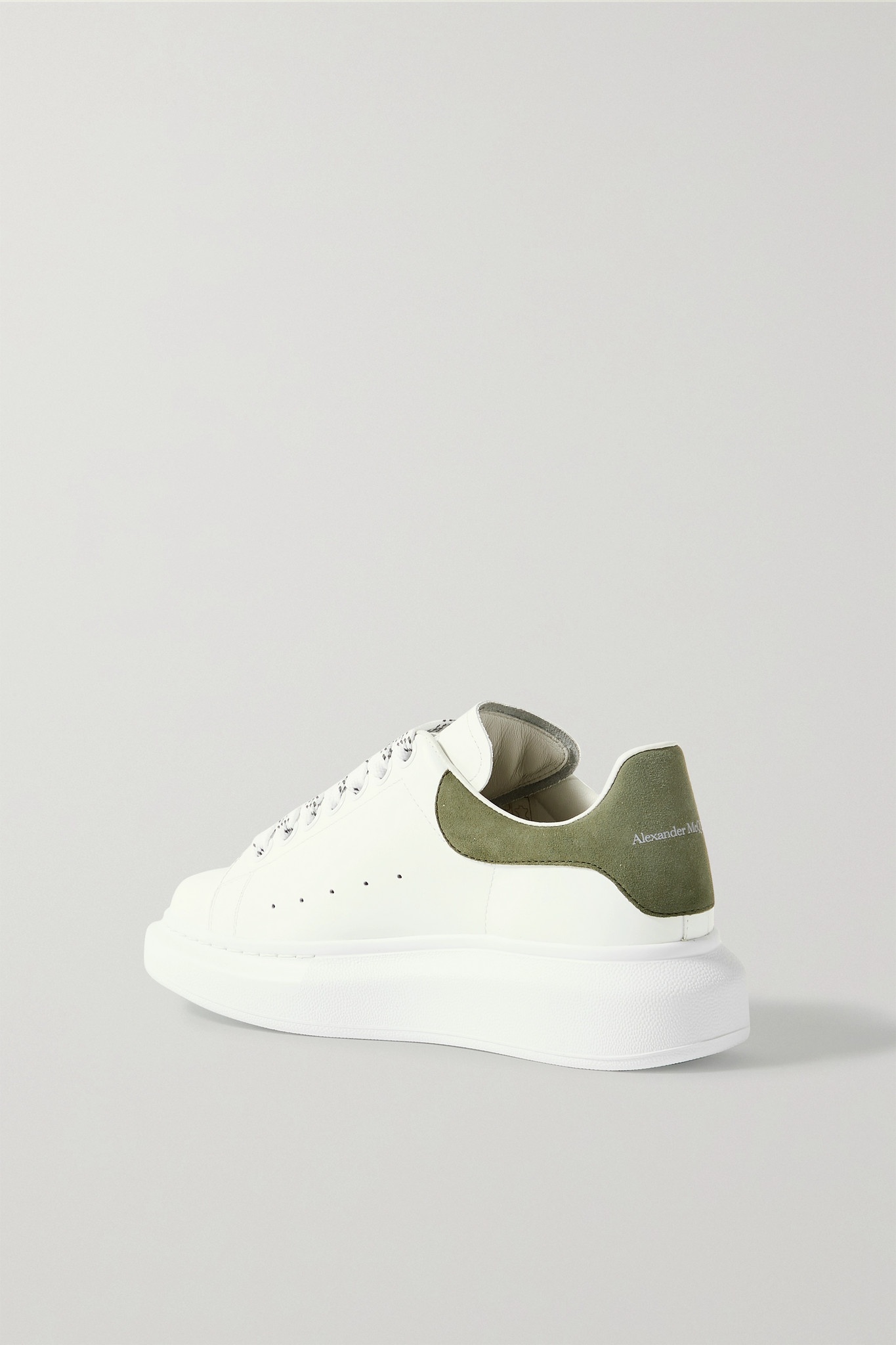Suede-trimmed leather exaggerated-sole sneakers - 3