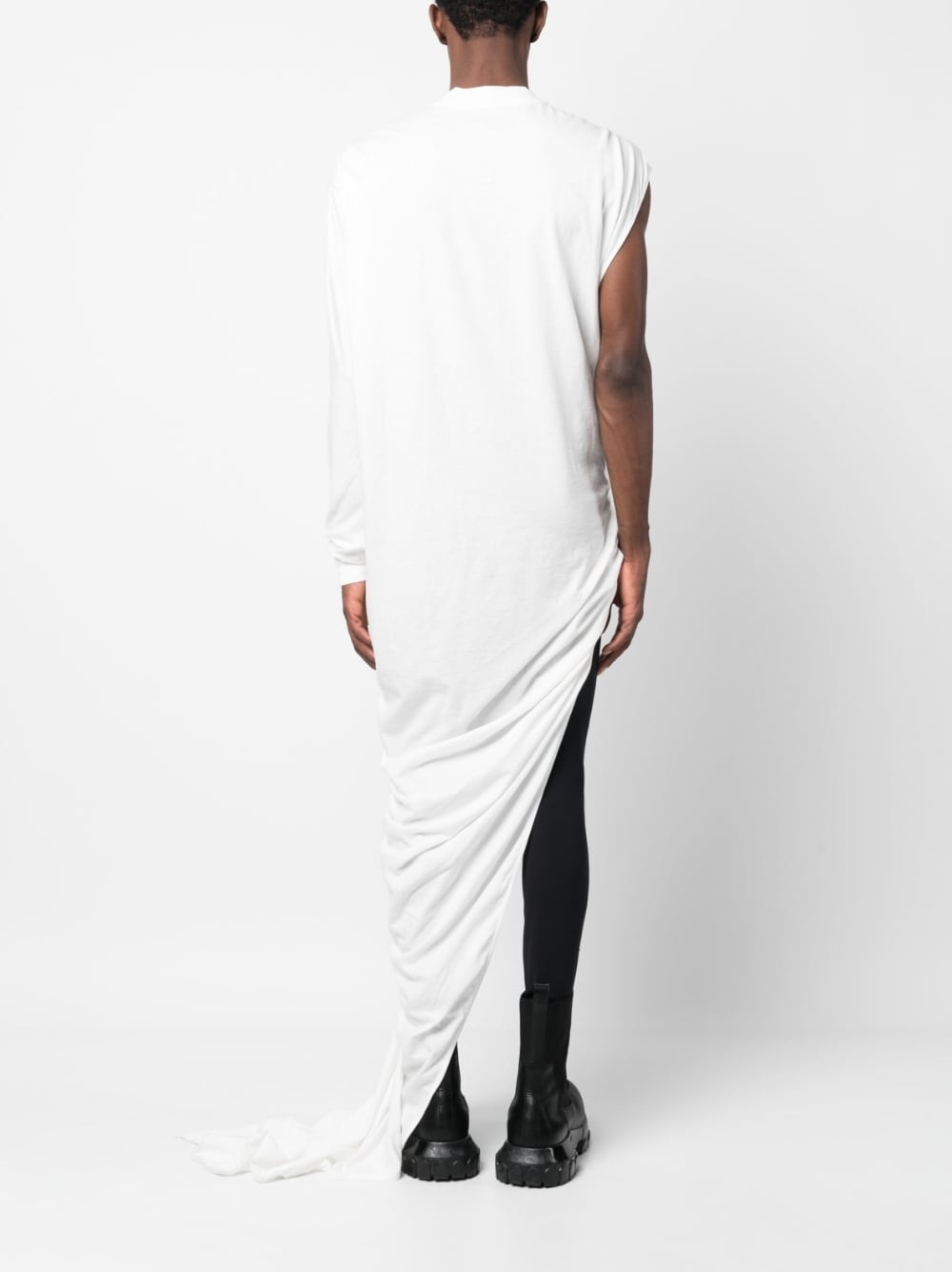 woven long-line T-shirt - 4
