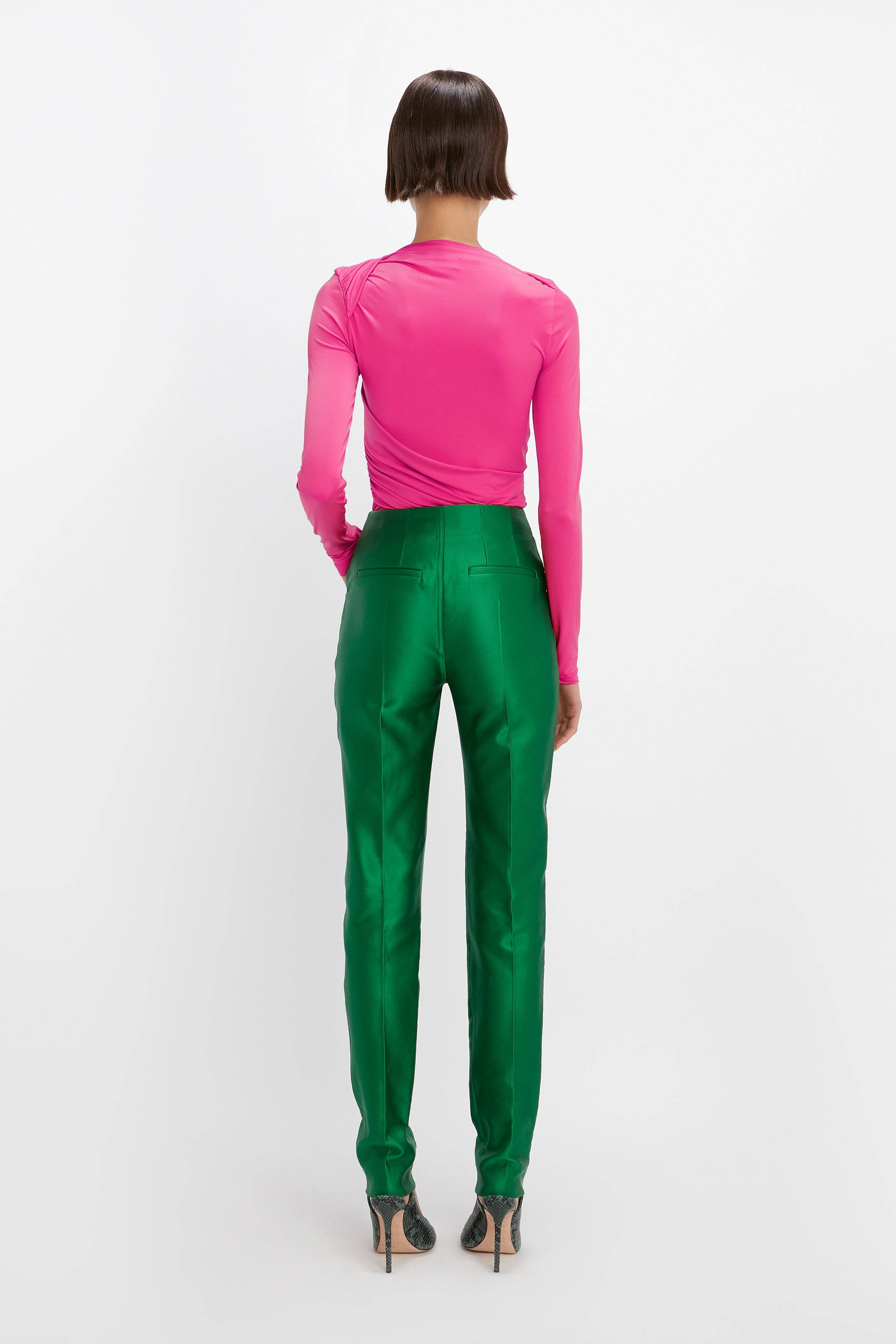 Zip Detail Trouser in Emerald Green - 4