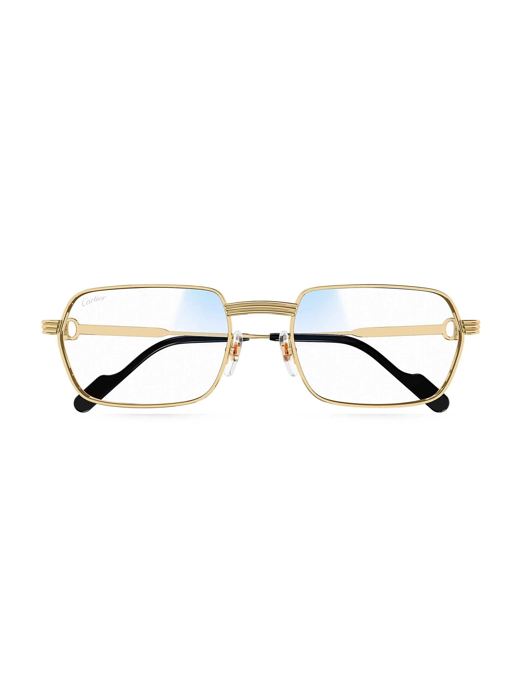 Men's Première de 56MM Rectangular Optical Glasses - Gold Clear - 1