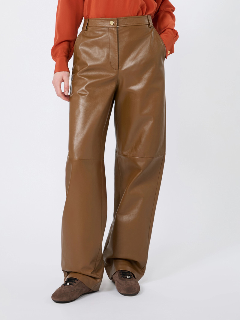 LEGNO Nappa leather barrel-leg trousers - CARAMEL 3