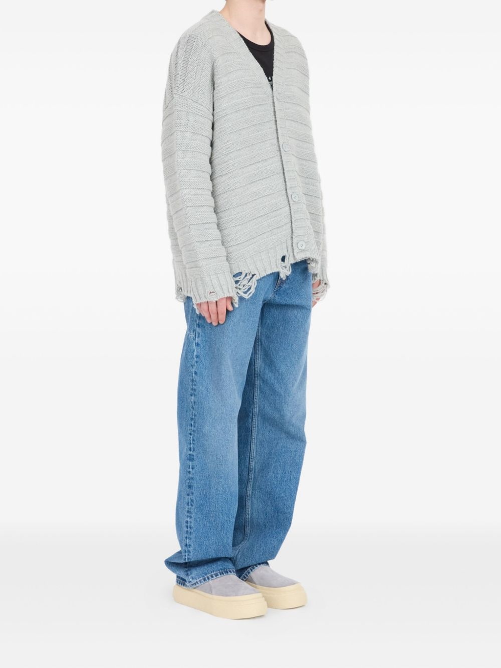 ribbed button-up cardigan - 3