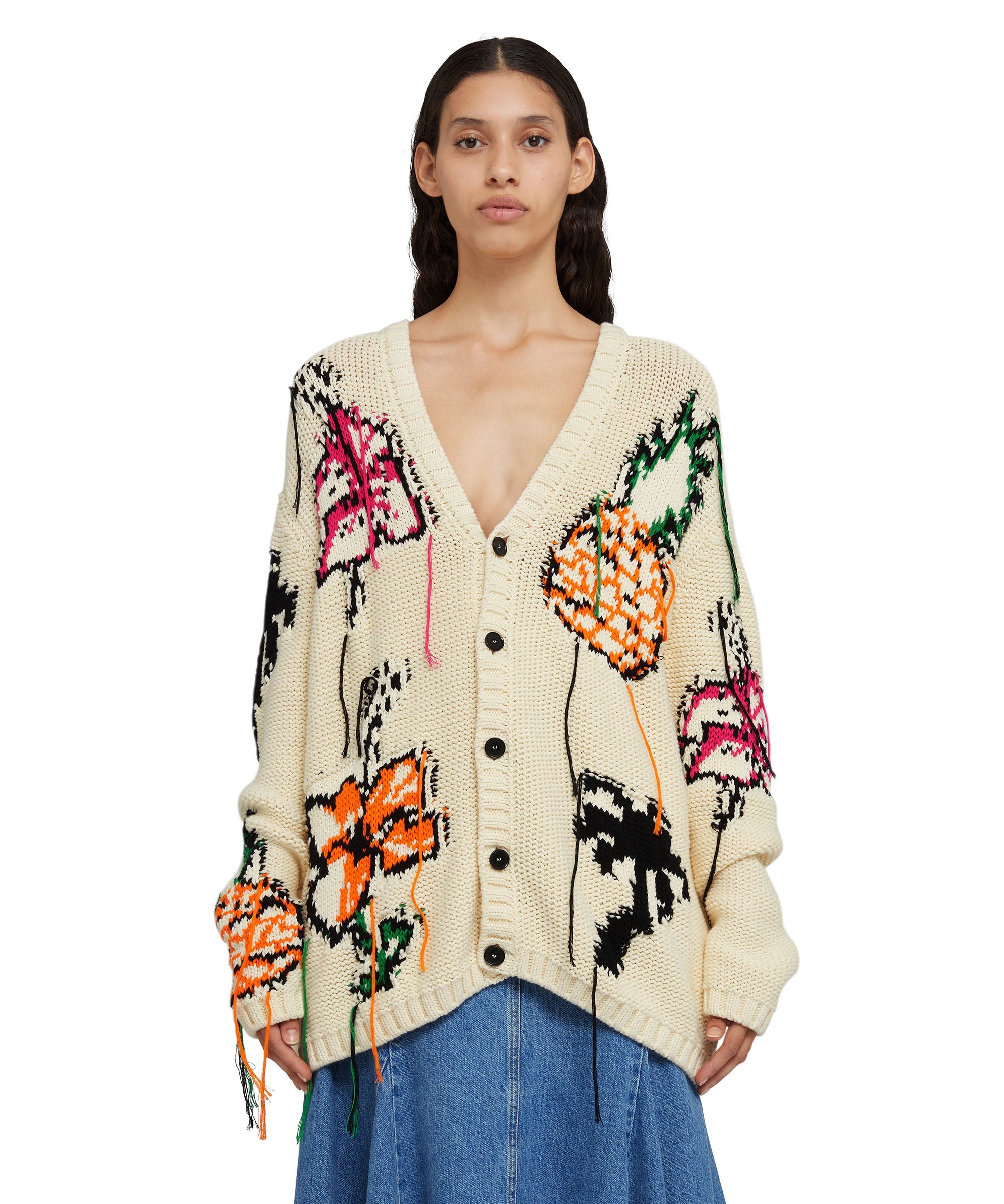 Cotton cardigan with inlay pattern - 4