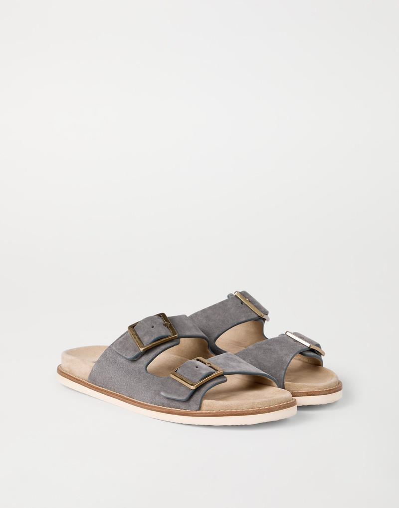 Suede slides with buckles 2
