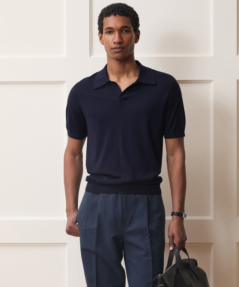 TODD SNYDER Silk-Cashmere Montauk Sweater Polo outlook