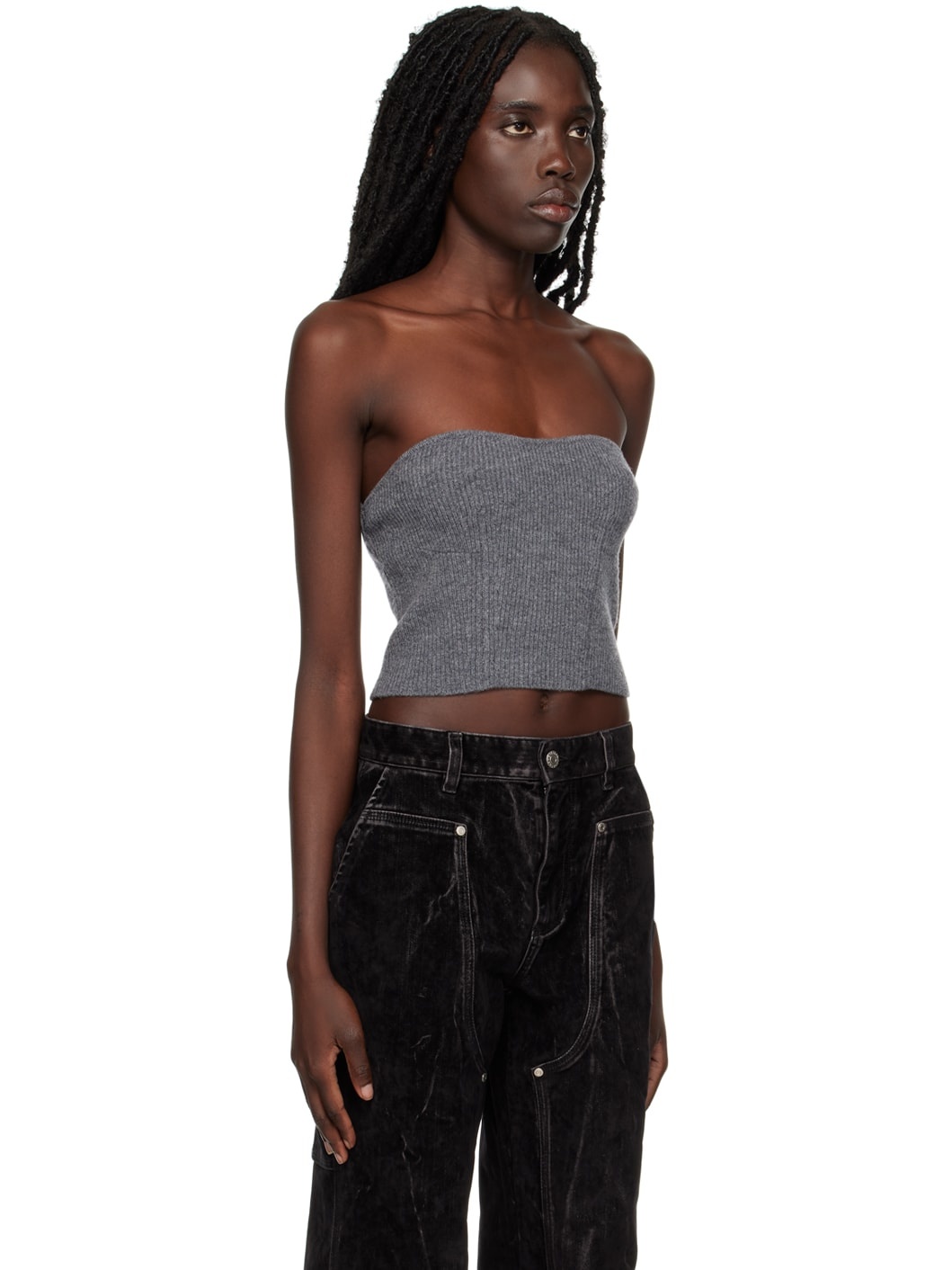 Gray Ribbed Corset - 2
