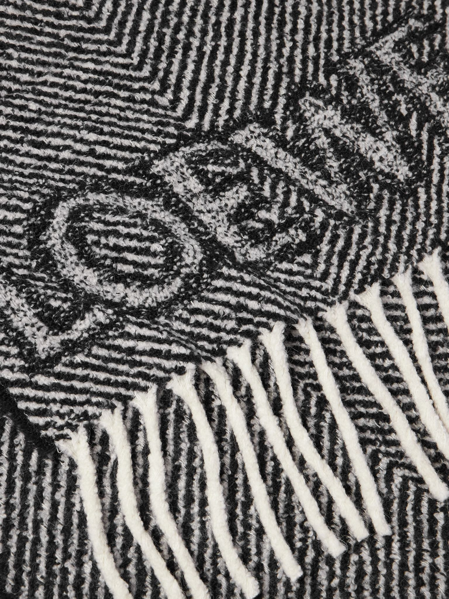 Fringed Logo-Jacquard Striped Alpaca-Blend Bouclé Scarf Gray - 3