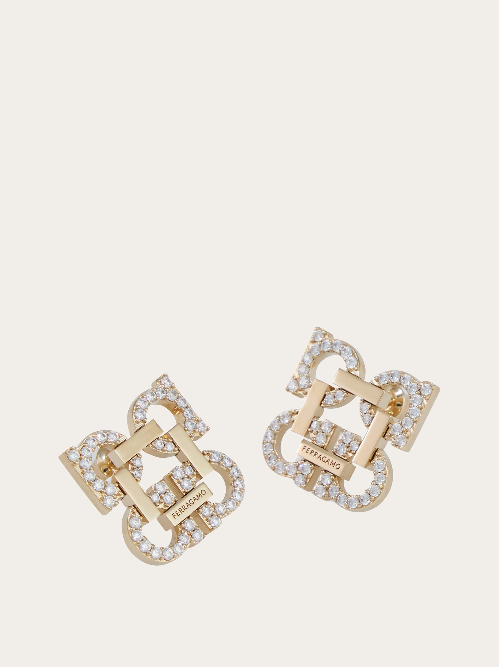 Crystal embellished four Gancini clip on earrings - 2