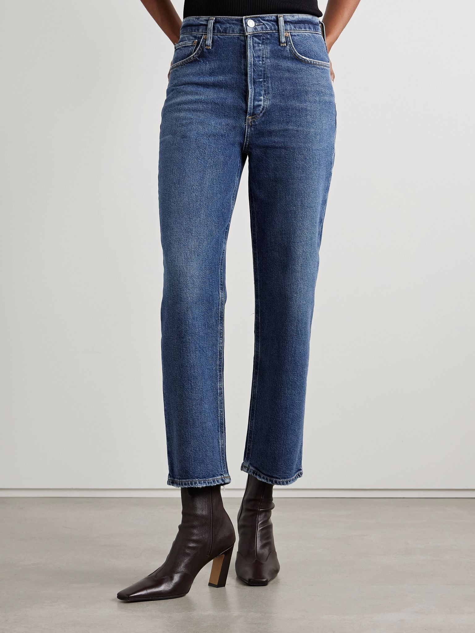 '90s Pinch Waist cropped high-rise straight-leg jeans Dark denim - 3
