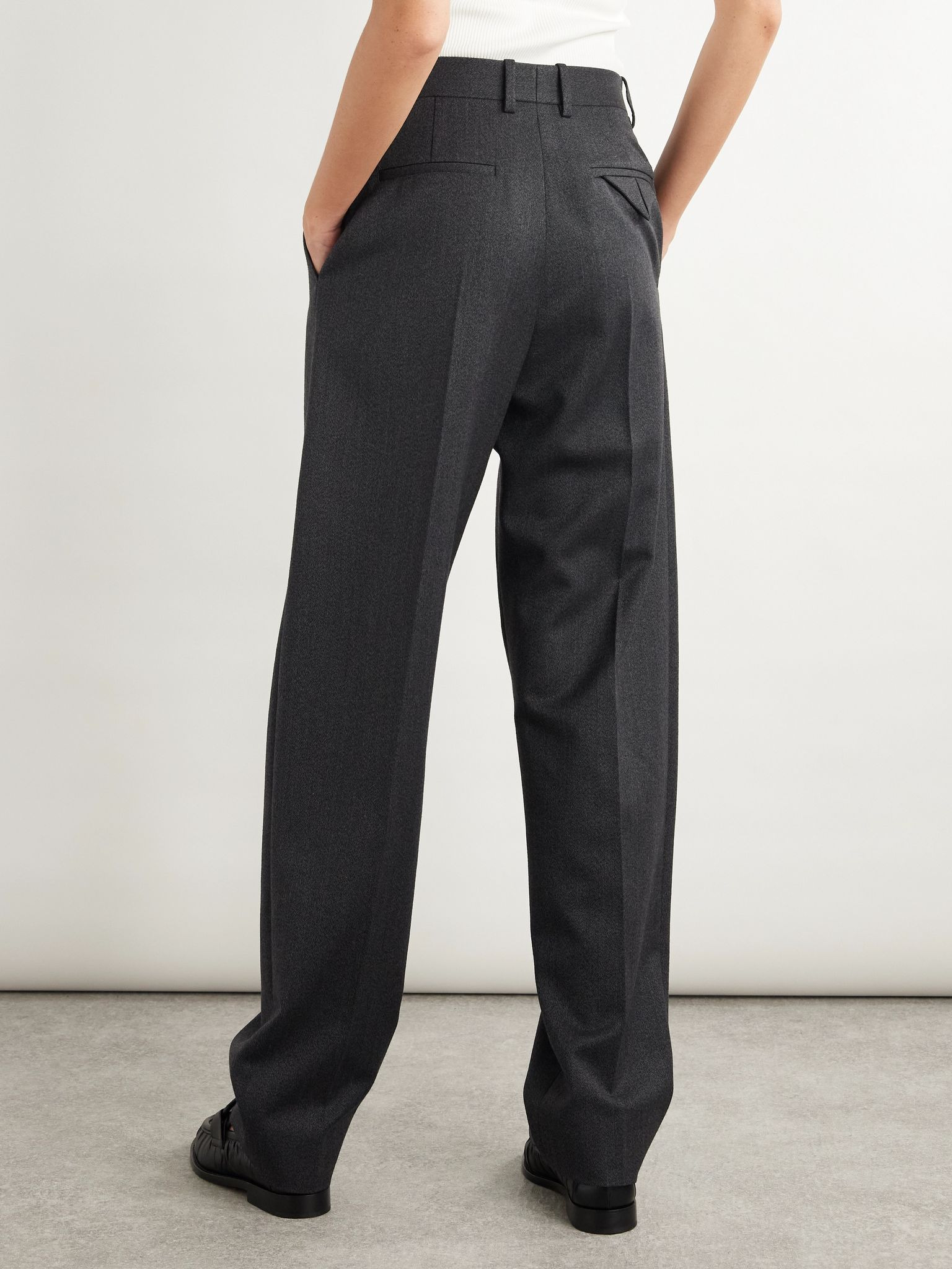 Pleated wool-twill tapered pants Black - 3