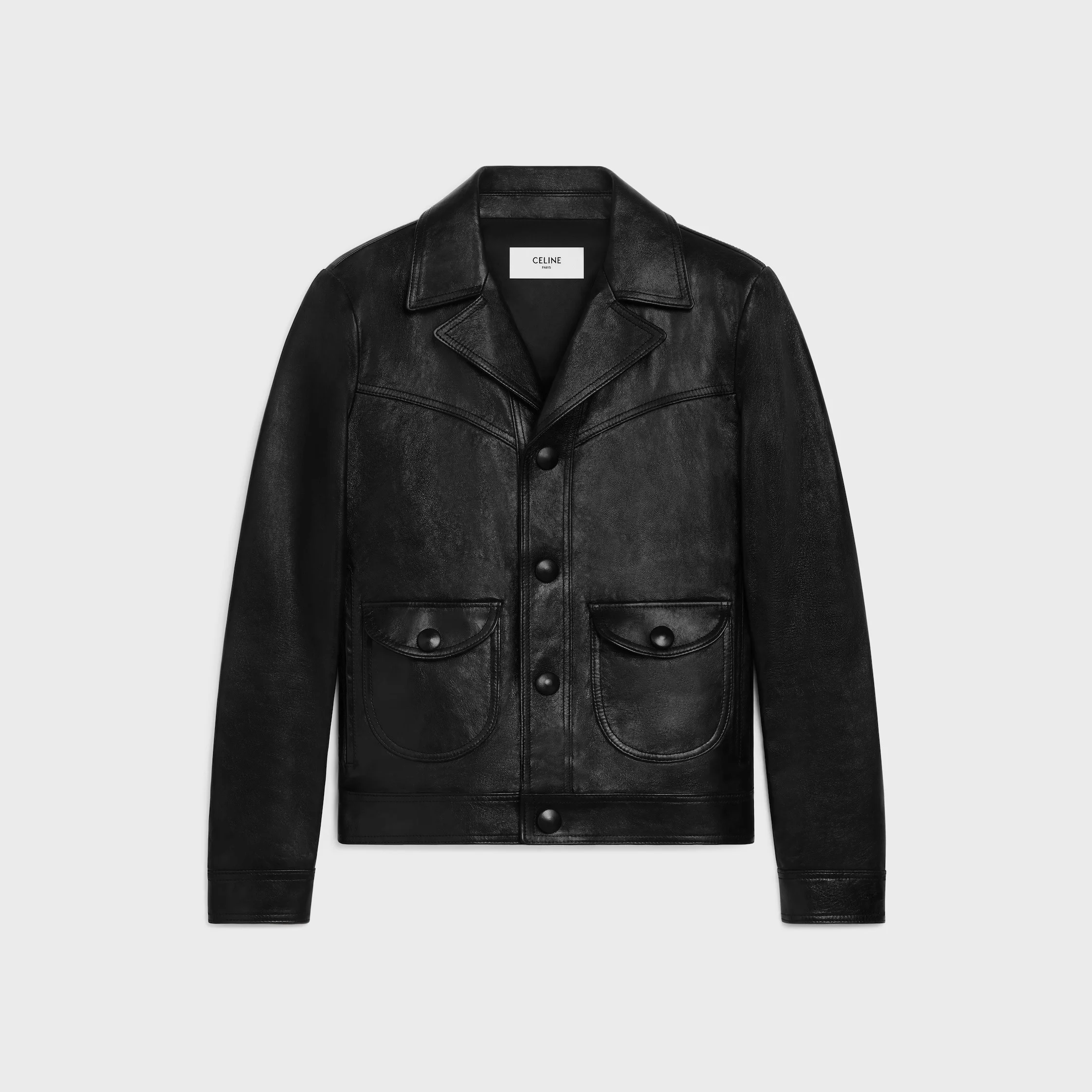 straight-cut blouson jacket in waxed lambskin - 1