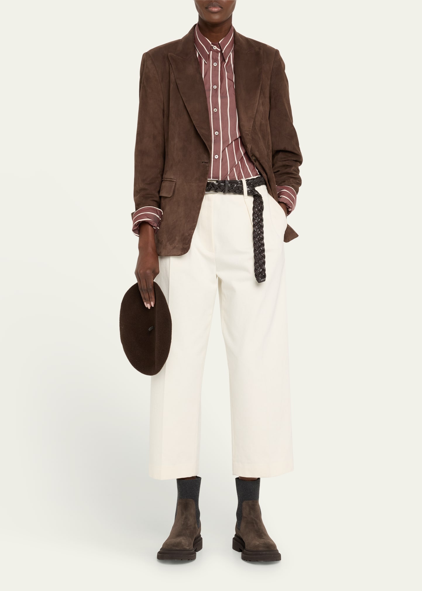 Creased Square Cotton Wool Chino Pants - 2