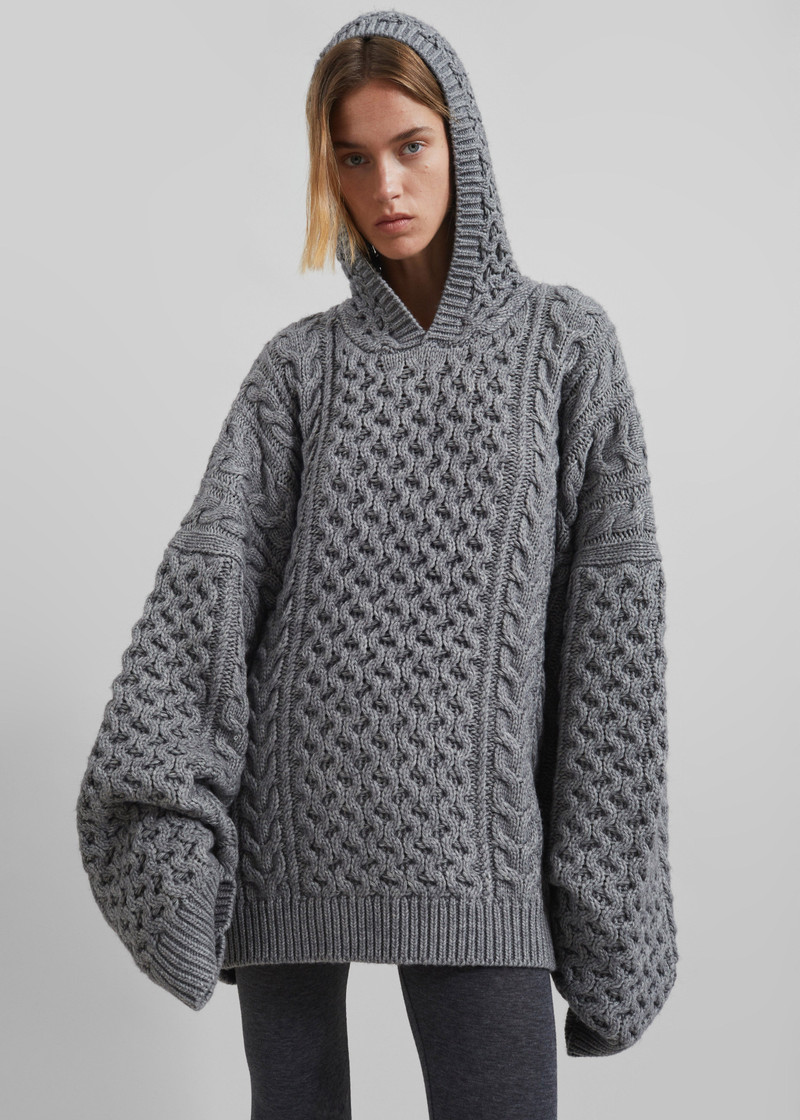 Adare Braided Knit Hoodie - Grey 5