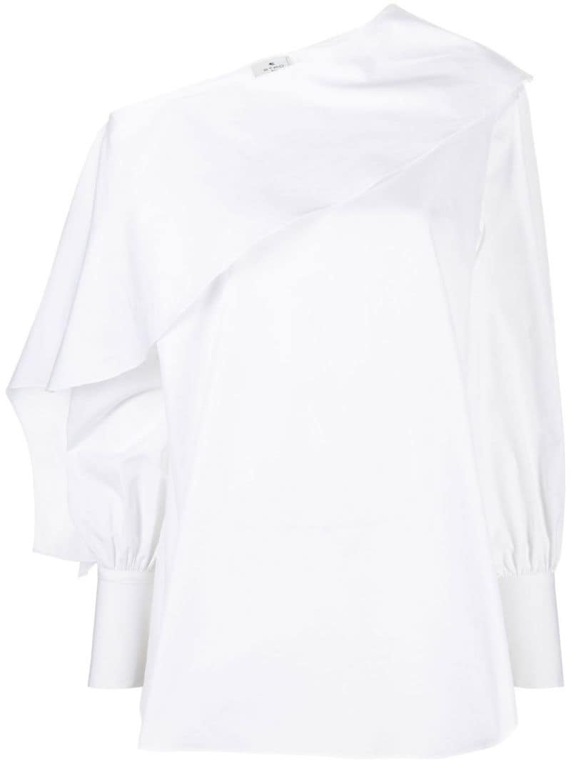 one-shoulder long-sleeved blouse - 1