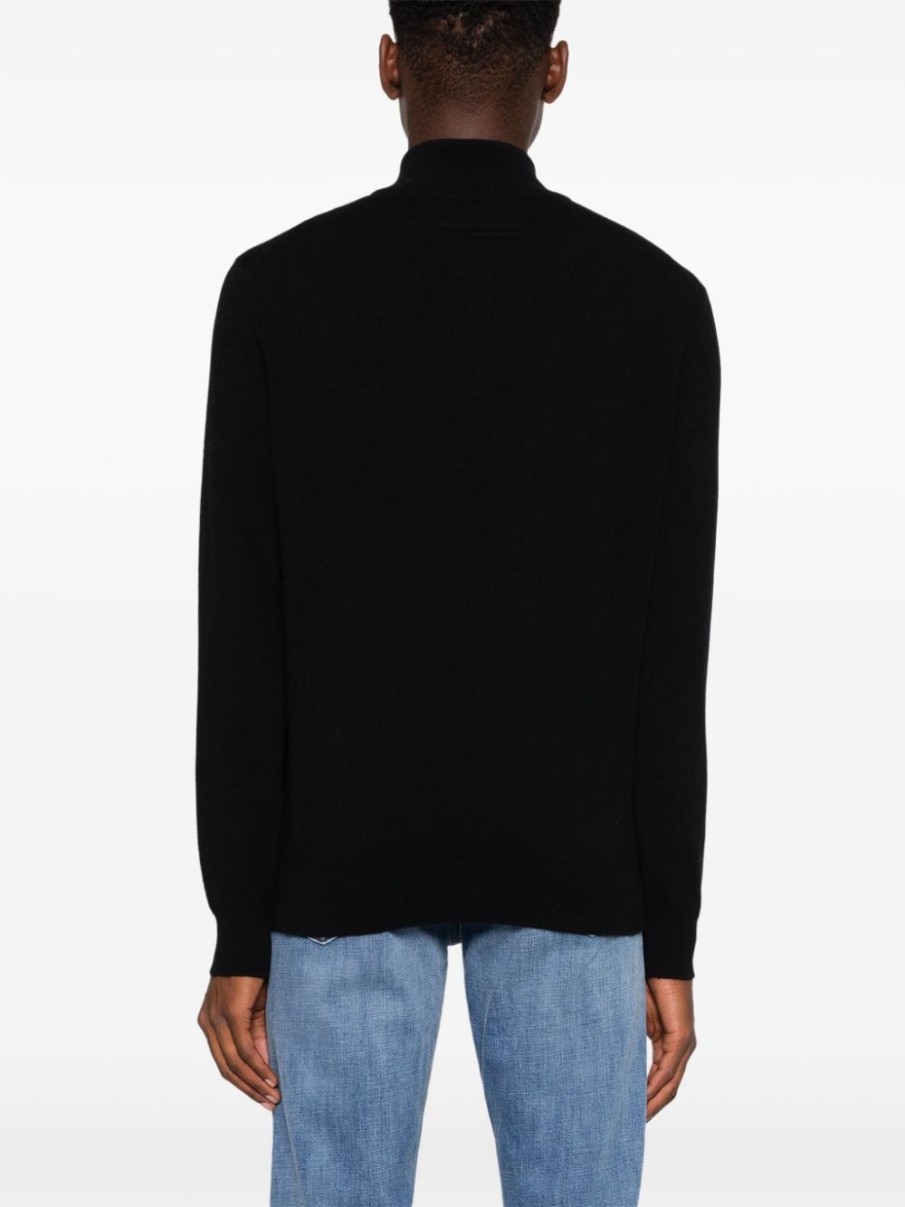 Black Oasi Cashmere Zip Mock Neck Sweater - 4