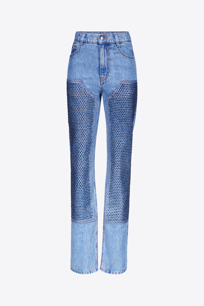 CRYSTAL EMBELLISHED STRAIGHT LEG JEAN - 1