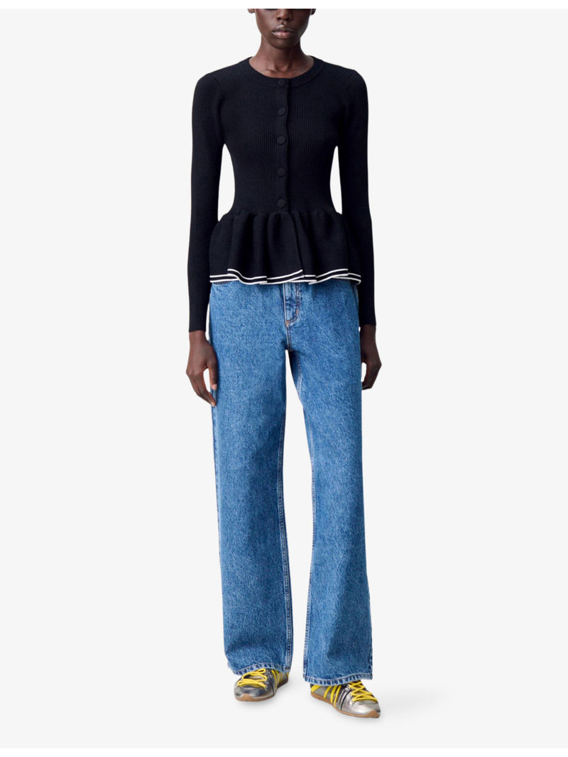 Claudie Pierlot Frill-Trim Slim-Fit Knitted Cardigan outlook