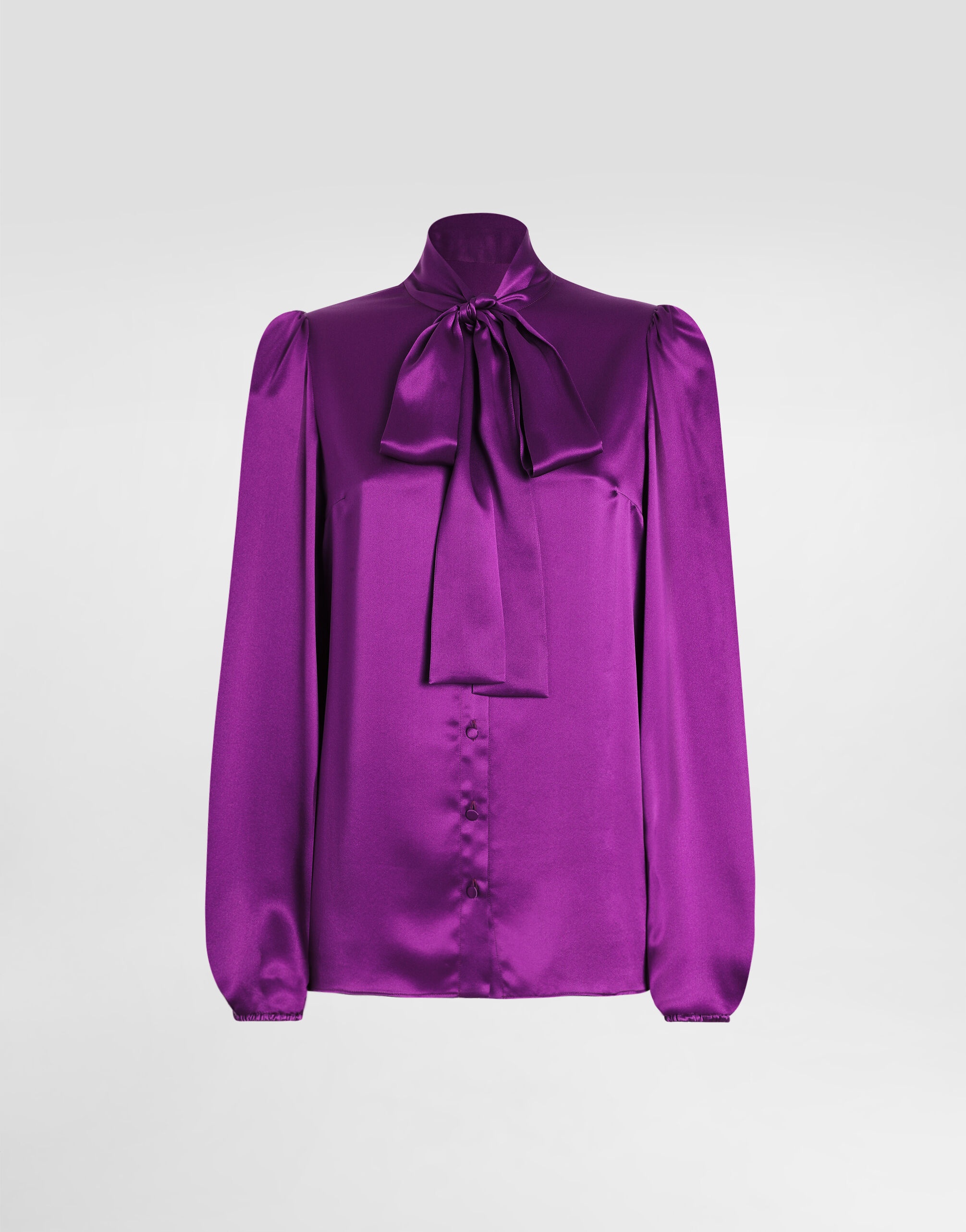 Silk satin shirt with pussy-bow - 1
