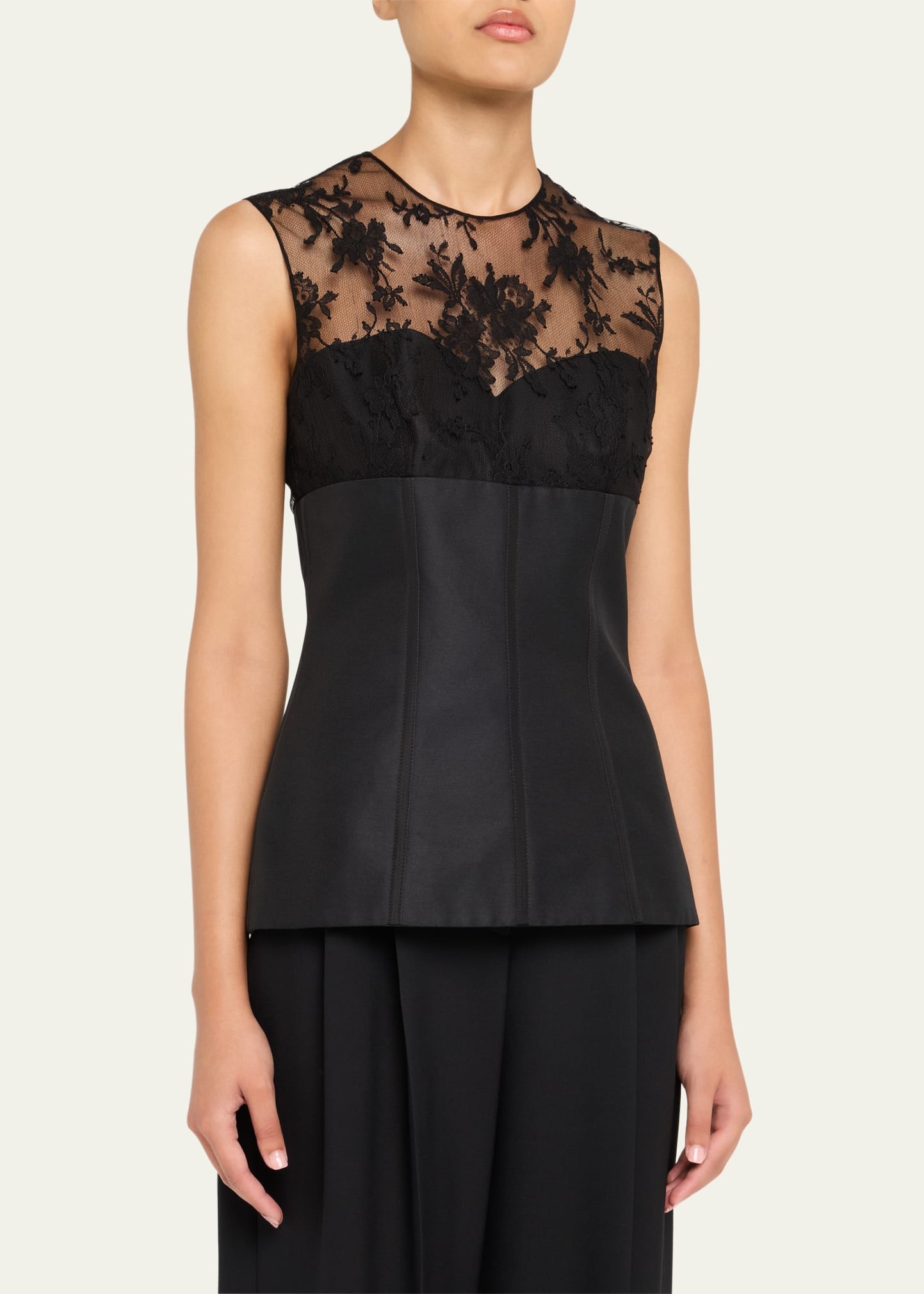 Lace-Detail Peplum Corset Top - 4