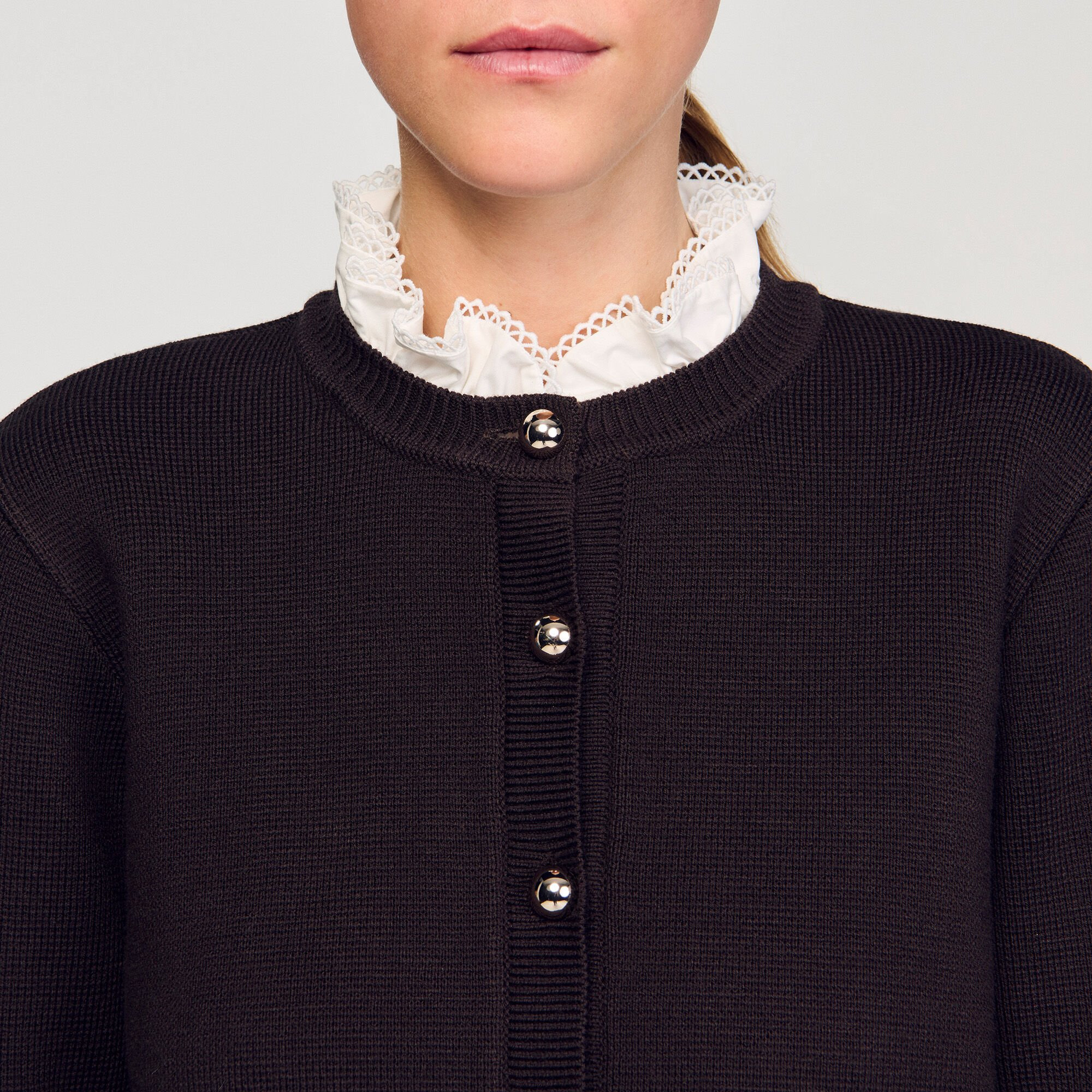 CARDIGAN WITH REMOVABLE RUFFLE COLLAR - 3