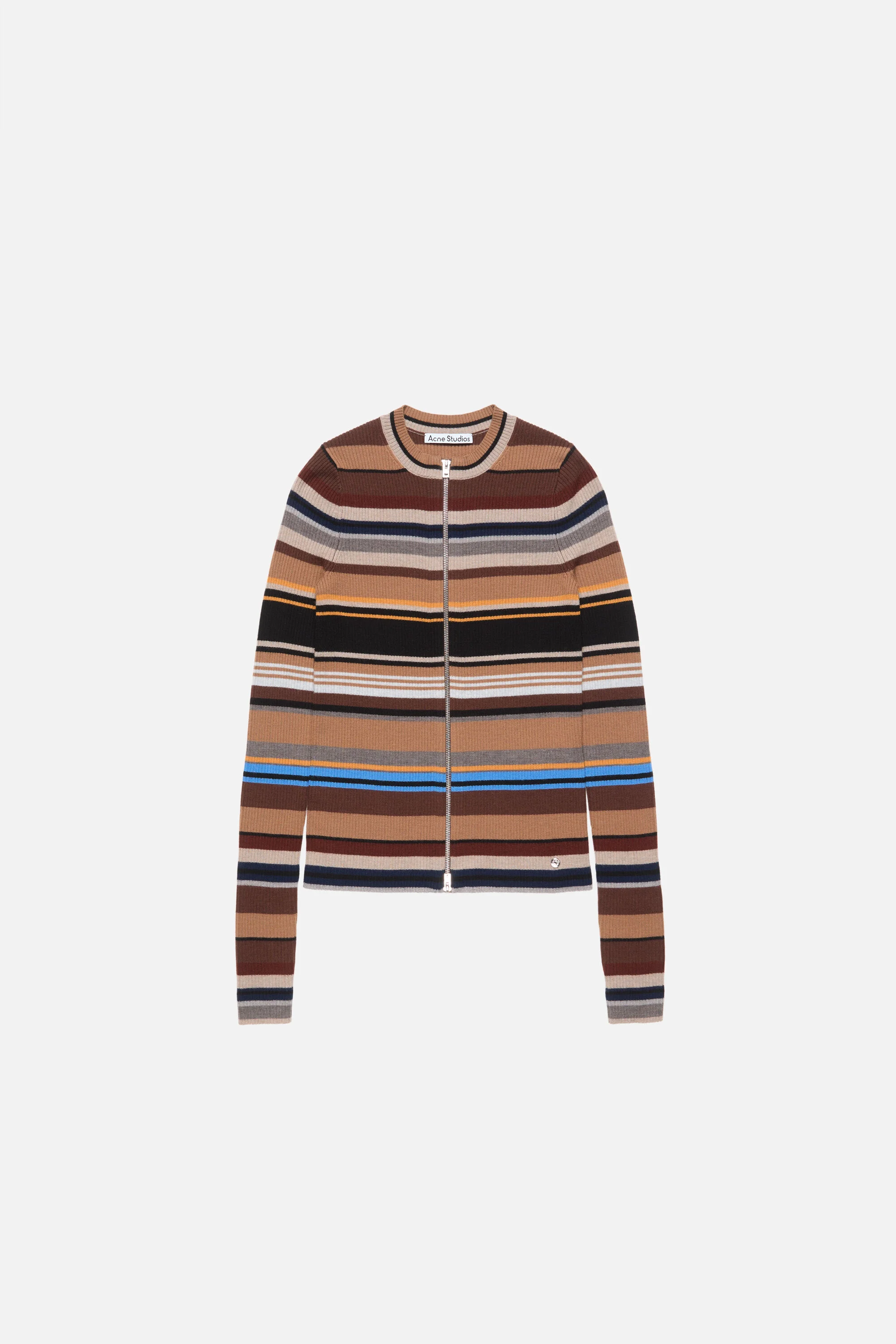Striped wool cardigan - Multi brown - 1